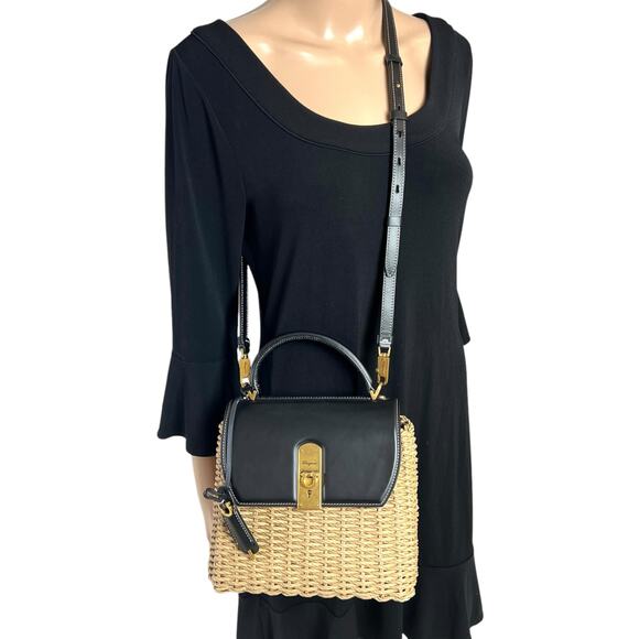 Ferragamo Wicker Top Handle Two-Way Bag - Picture 3 of 9